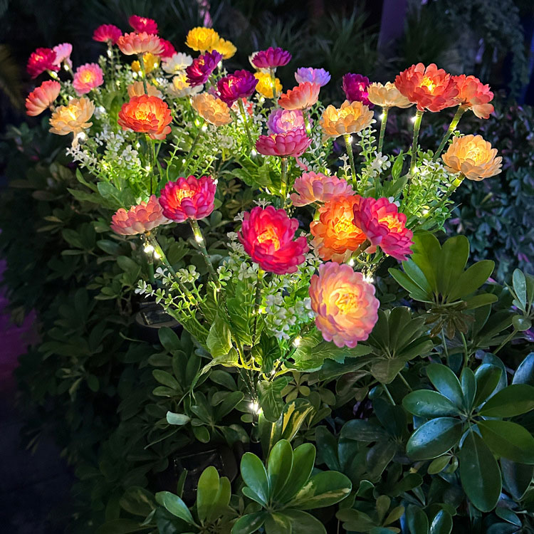 Luces solares para jardín con peonías para decorar el patio trasero