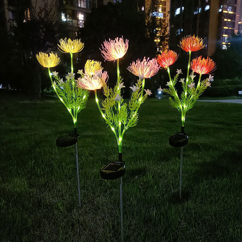 Luces solares para jardín con forma de estaca para flores en el patio trasero