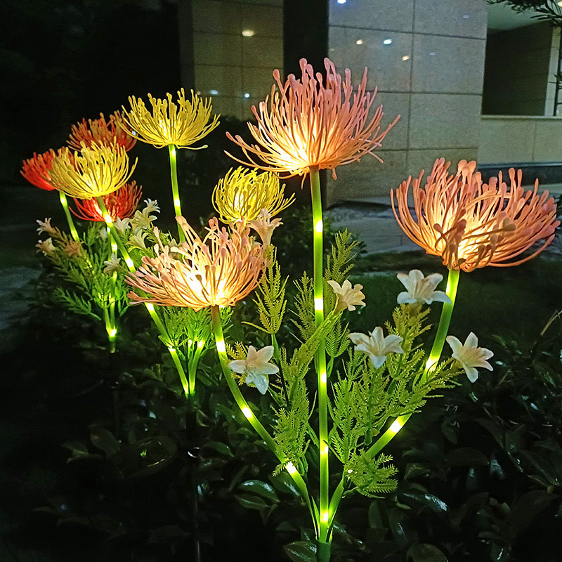 Luces solares para jardín con forma de estaca para flores en el patio trasero