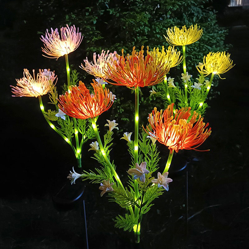 Luces solares para jardín con forma de estaca para flores en el patio trasero