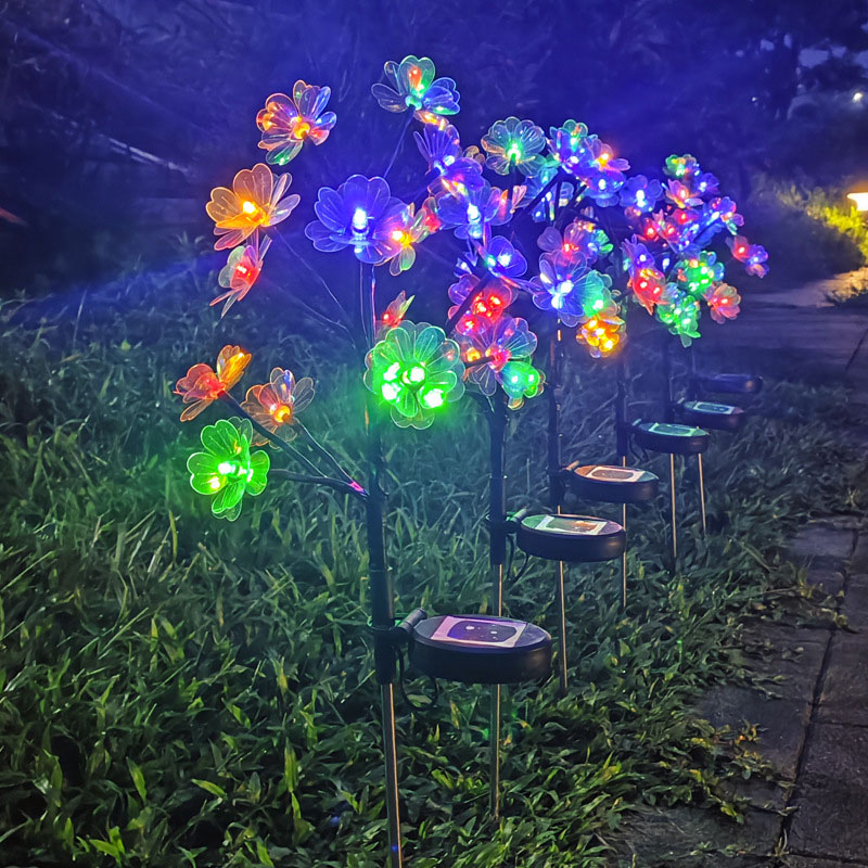 Solar cherry flower decorative yard light