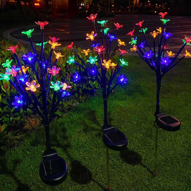 Solar cherry flower decorative yard light