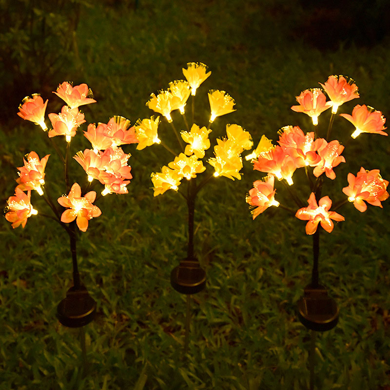 Lampe de paysage imperméable à piquet en forme de fleur de pêcher