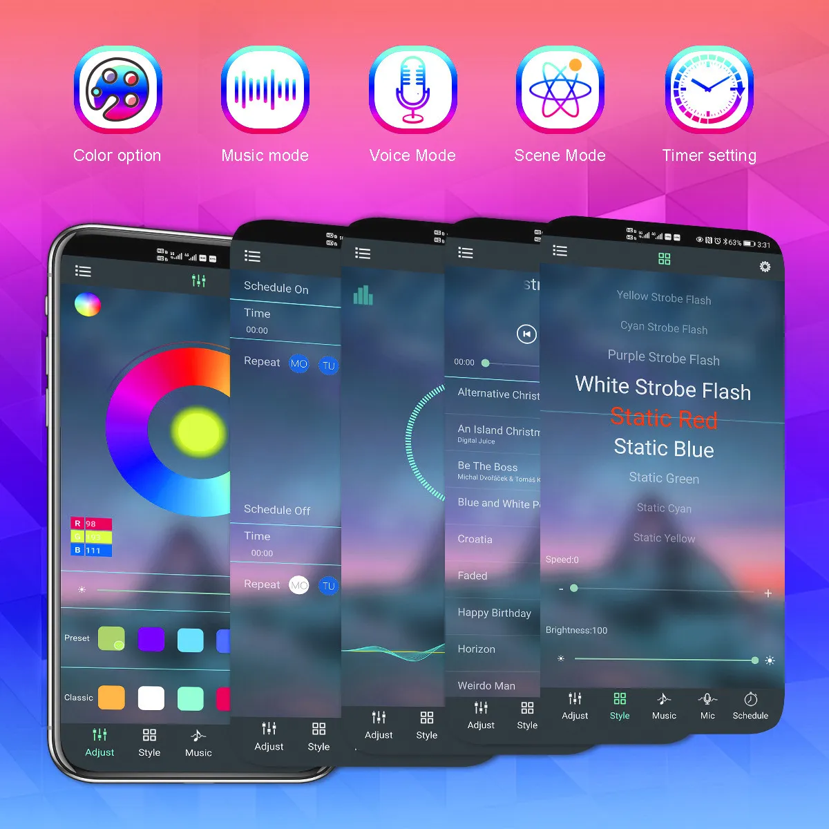 WiFi Bluetooth Smart RGB LED fyrverkeriljus