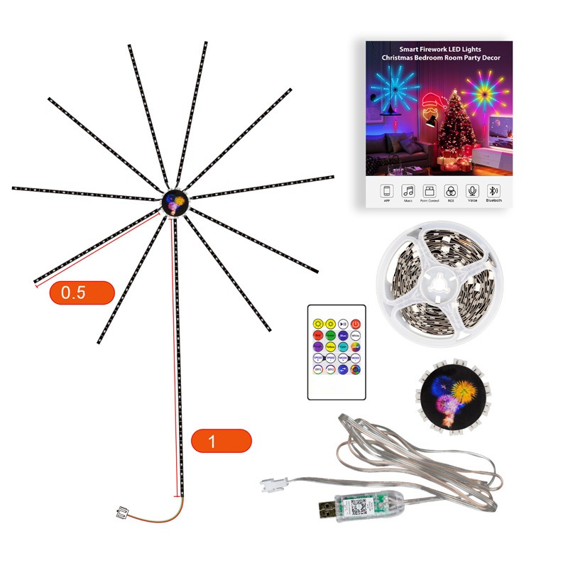 Slimme vuurwerk led-lamp met afstandsbediening via APP