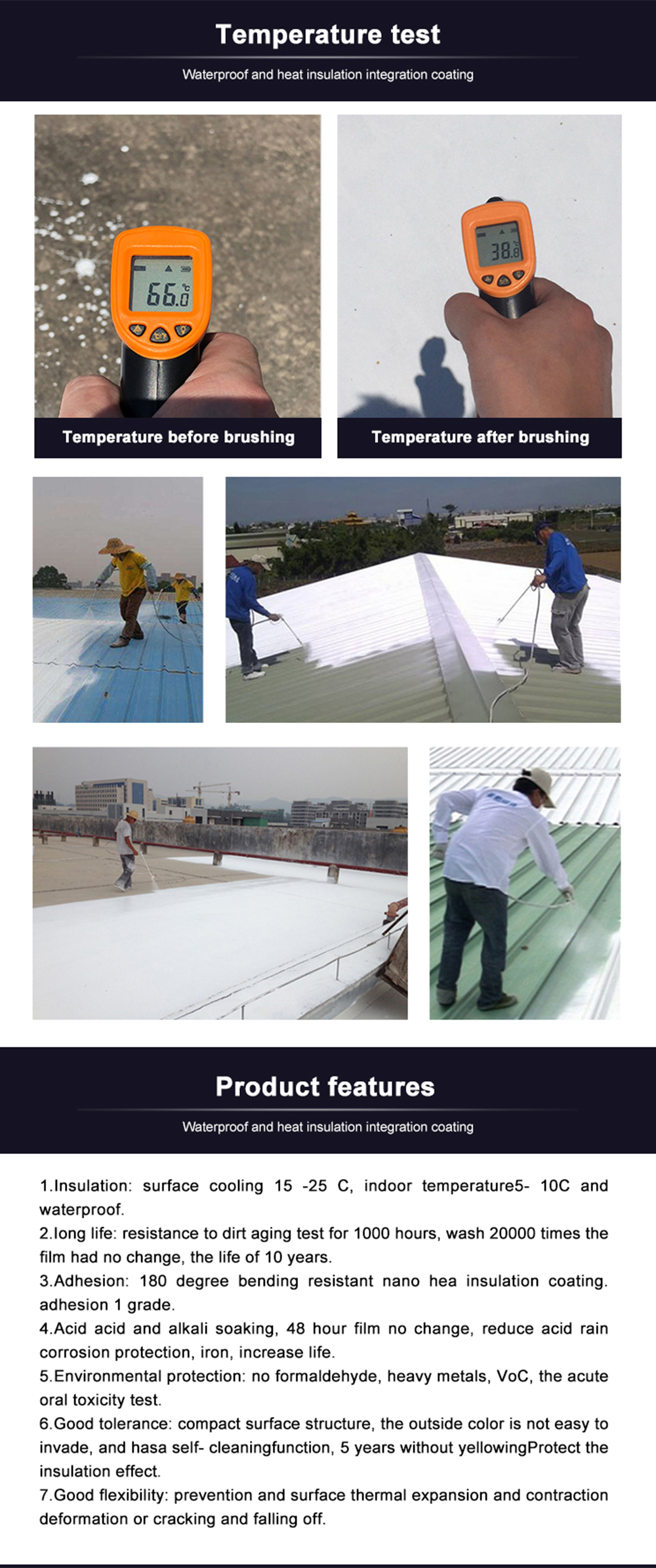 Multi-color roof waterproof coating