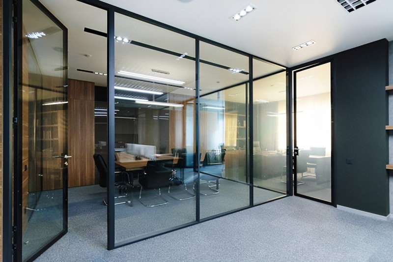 Floor to Ceiling office livingroom interior design partition