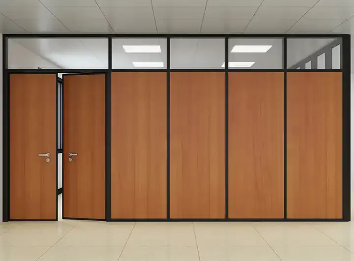 interior demountable office wooden and glass aluminum partition