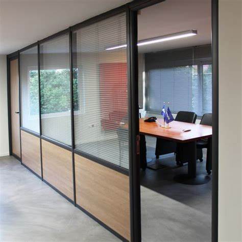 interior demountable office wooden and glass aluminum partition