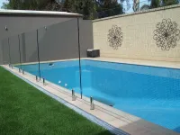 Balcón valla de vidrio y metal piscina valla sin marco