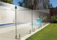 Balcón valla de vidrio y metal piscina valla sin marco