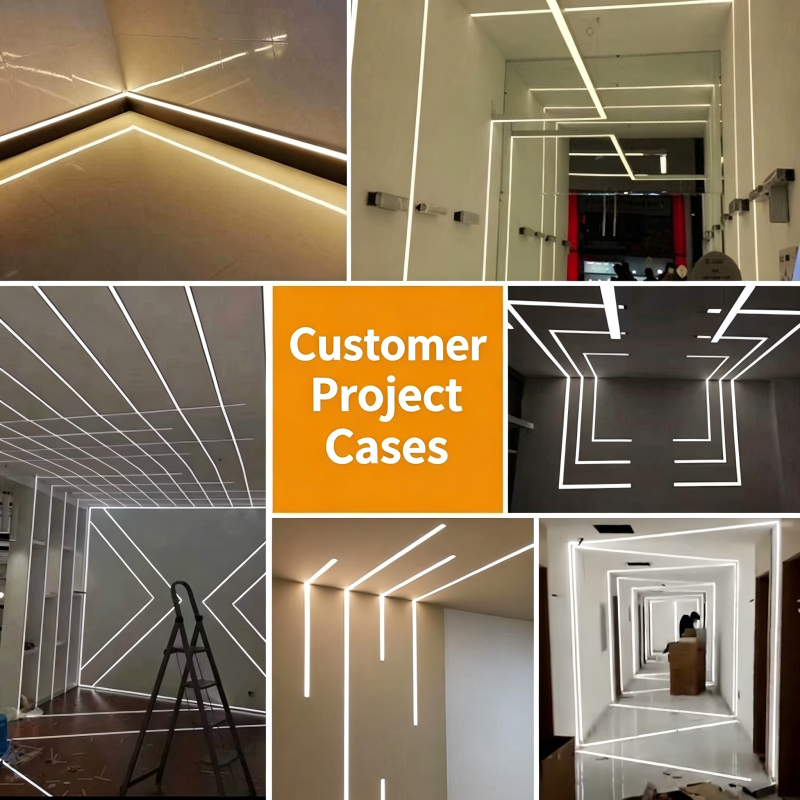 Black LED Linear Light Aluminum Channel, Recessed Surface Mount LED Strip Light Profile Housing for Indoor Decoration