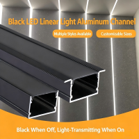 Black LED Linear Light Aluminum Channel, Recessed Surface Mount LED Strip Light Profile Housing for Indoor Decoration