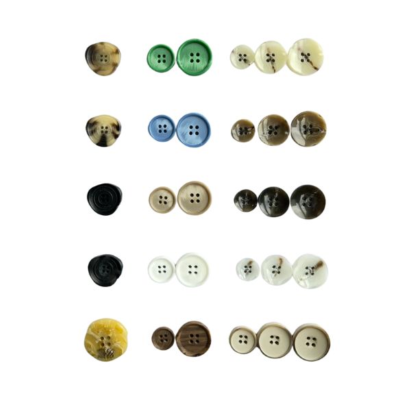 Resin buttons for garment