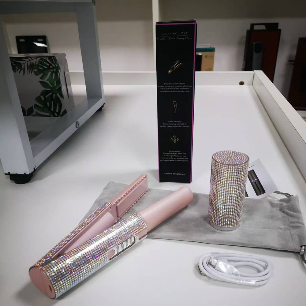 Pink Bling Portable Hair Straightener