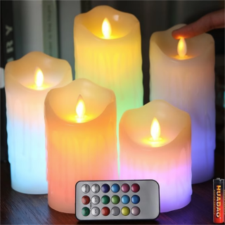 Colorful remote control swing Wax LED Candles Lights Decorative lamp decorations