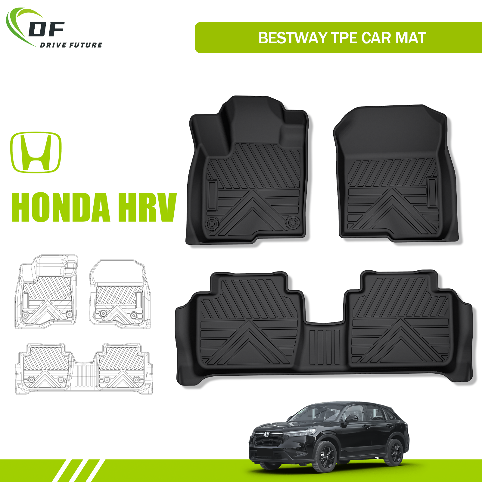 Direct Sales Sound Insulation Safety 3D Tpe Car Floor Mat Carpets for HONDA HRV Direct Sales Sound Insulation Safety 3D Tpe Car Floor Mat Carpets for HONDA HRV