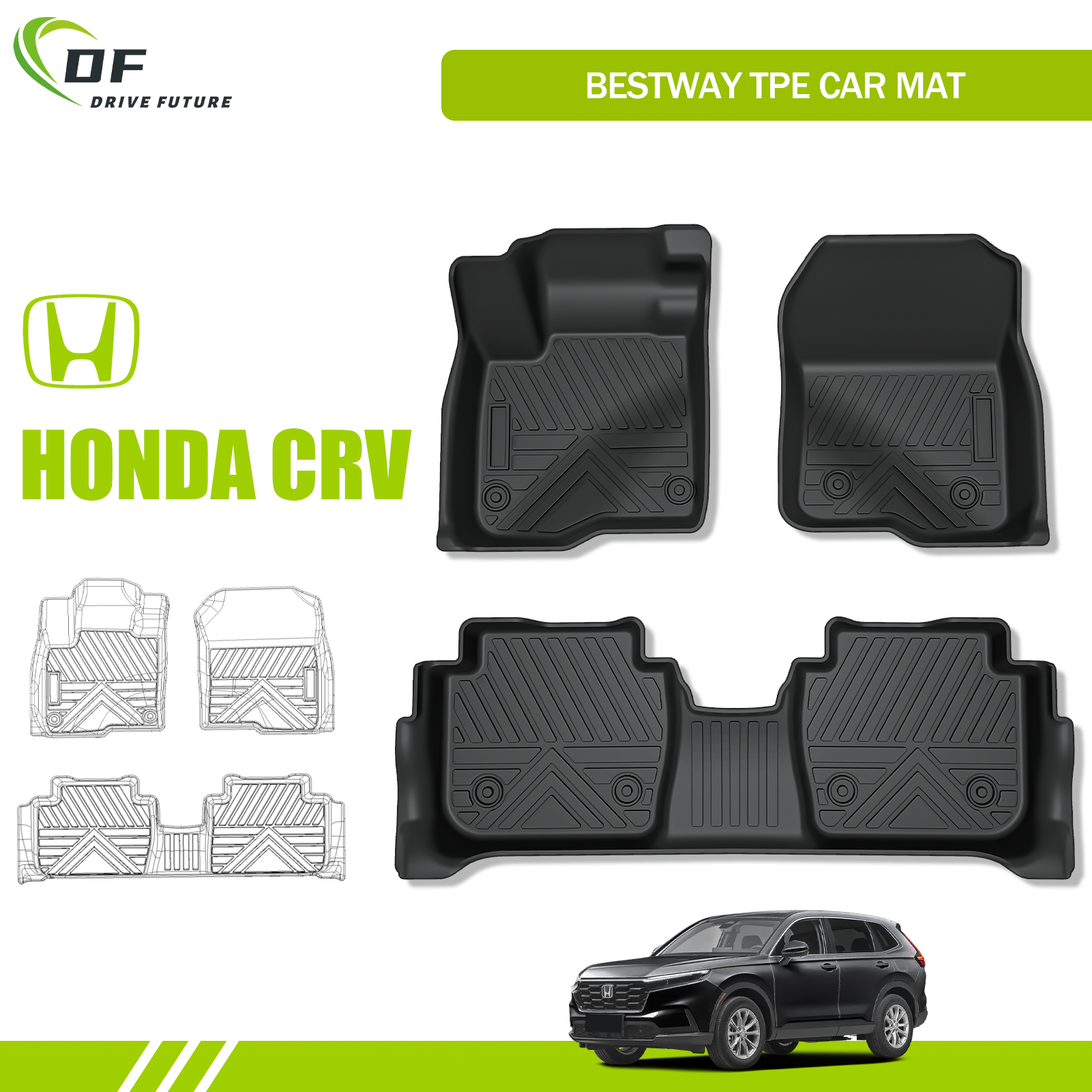 Fire Sale Special Car Only Easy to Clean Waterproof TPE CAR FLOOR MATS for HONDA CRV Fire Sale Special Car Only Easy to Clean Waterproof TPE CAR FLOOR MATS for HONDA CRV