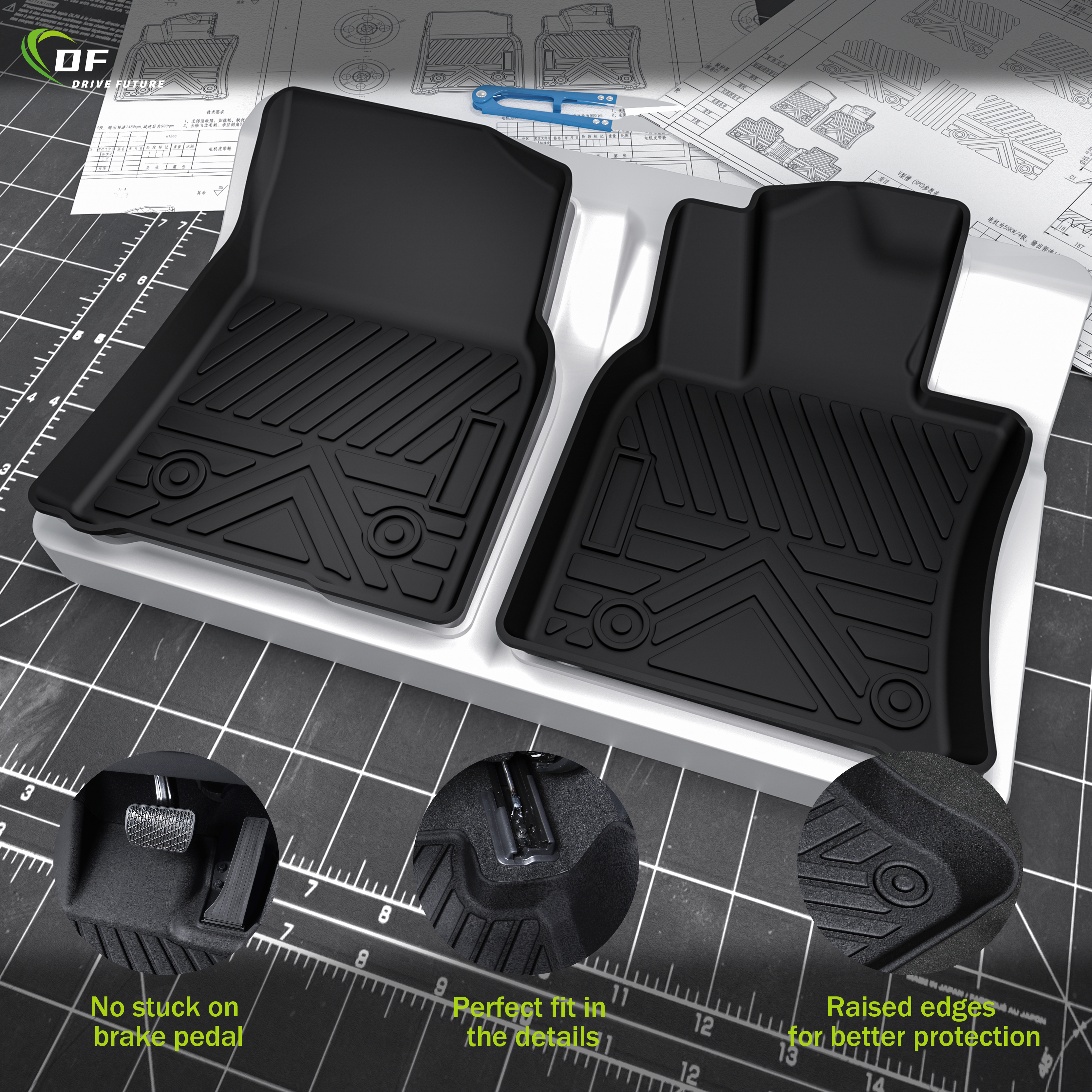 سجادة أرضية سيارة ثلاثية الأبعاد مادة تي بي إي غير قابلة للانزلاق من مادة صديقة للبيئة للبيع الساخن لسيارة تويوتا كامري