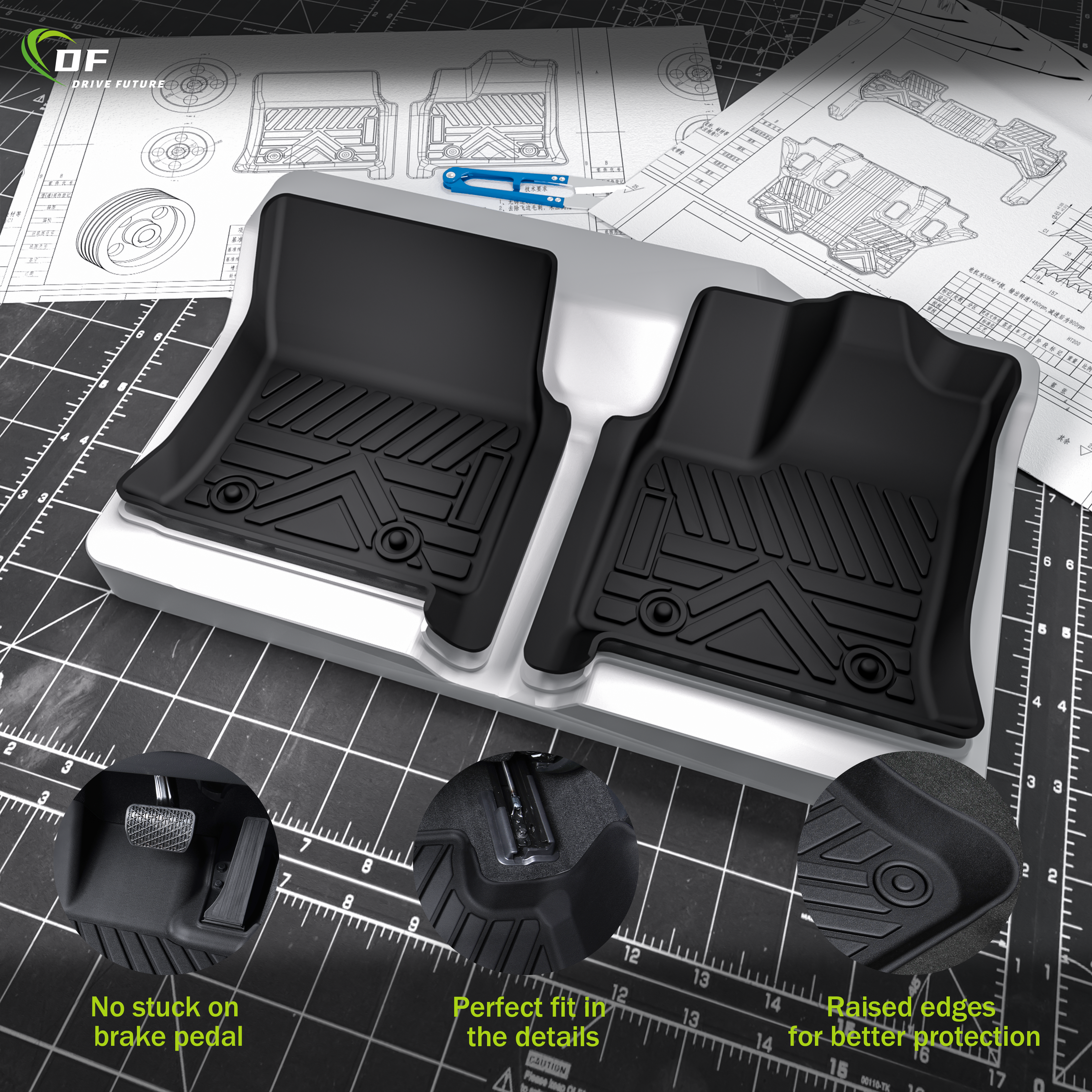 سجادات أرضية سيارة مادة تي بي إي ثلاثية الأبعاد مناسبة لجميع الأحوال الجوية للبيع المباشر لسيارة تويوتا أرض طراد 300