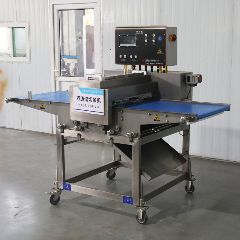 Meat strip cutting machine