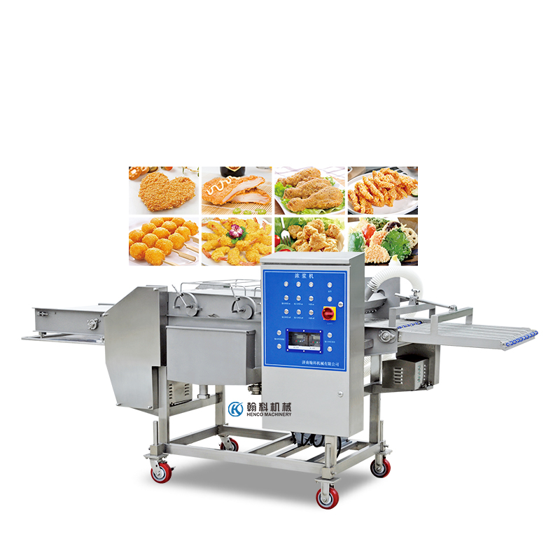 Industrial machines make popping chicken cutlets