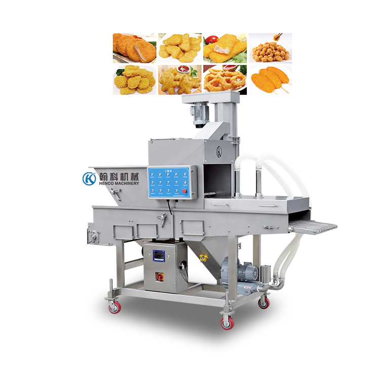 Industrial machines make popping chicken cutlets