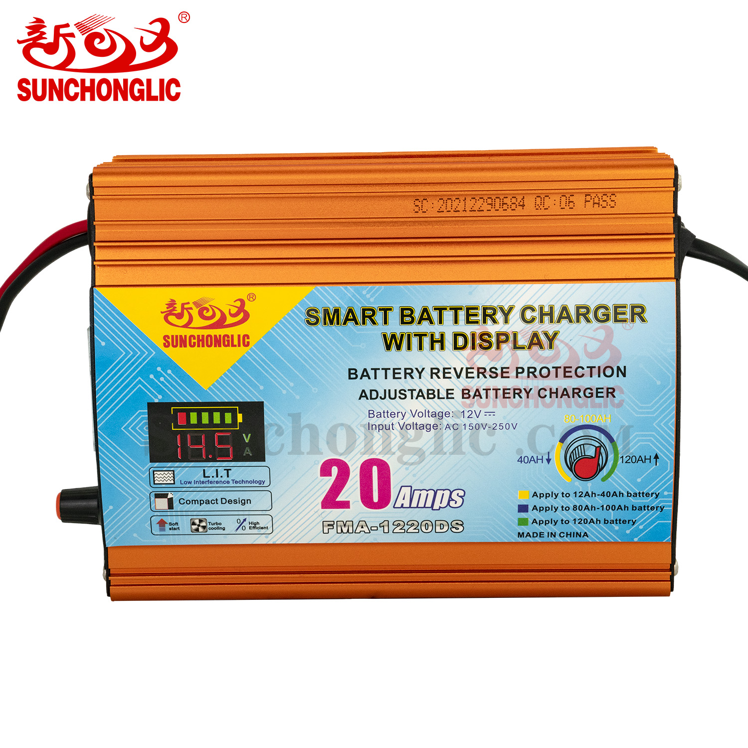Smart 12V 20A 20 amp display lead acid battery charger