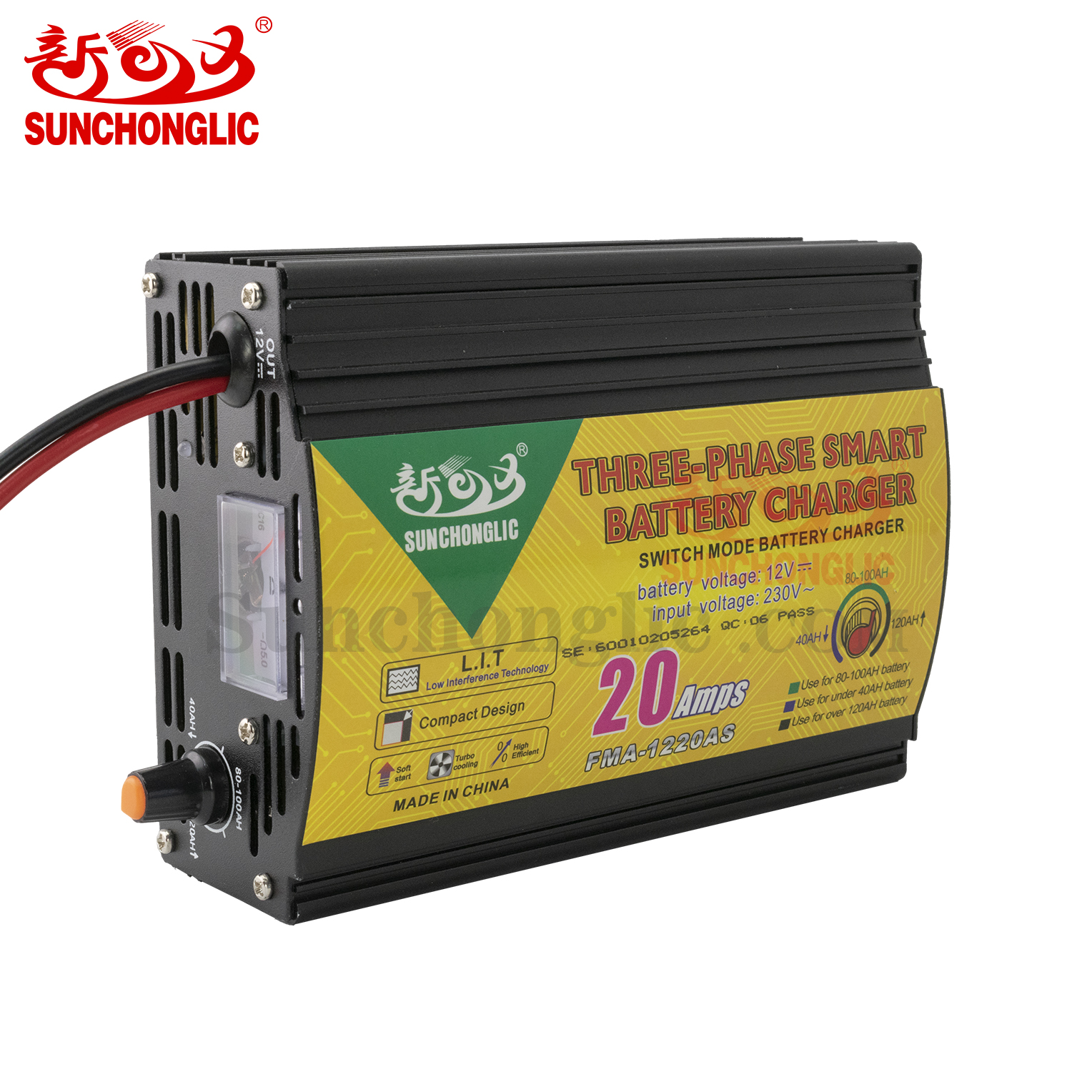 12V 20A battery charger for AGM GEL lead acid battery