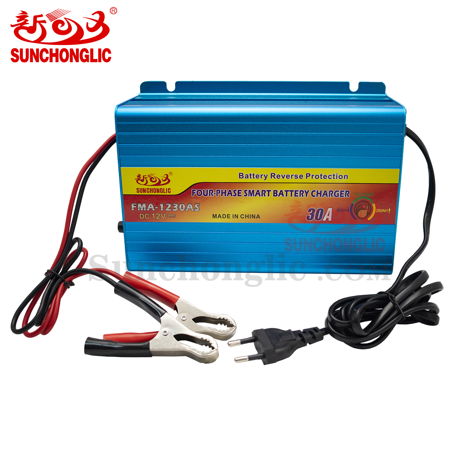 Four-phase 12V 30A agm gel lead acid battery charger