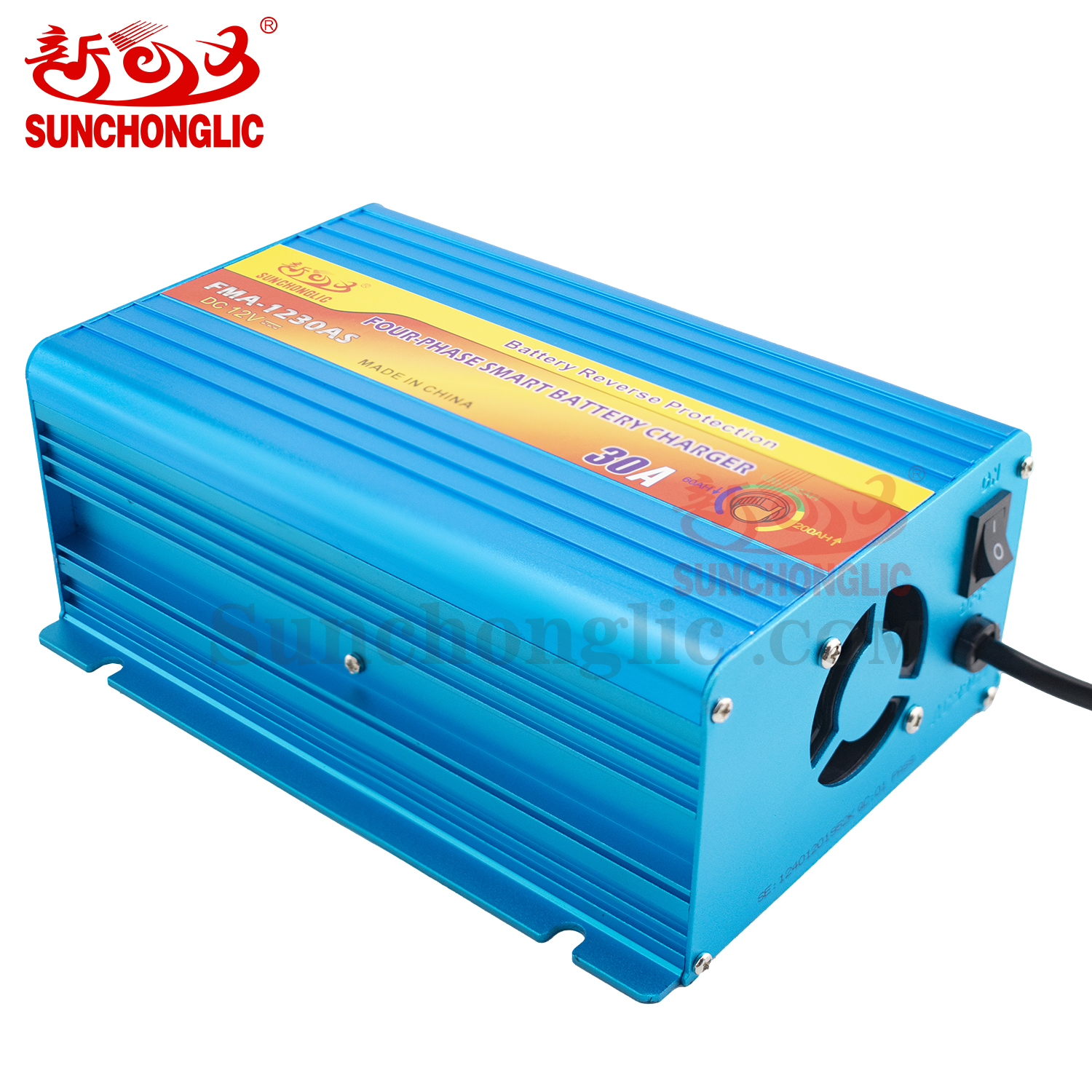 Four-phase 12V 30A agm gel lead acid battery charger