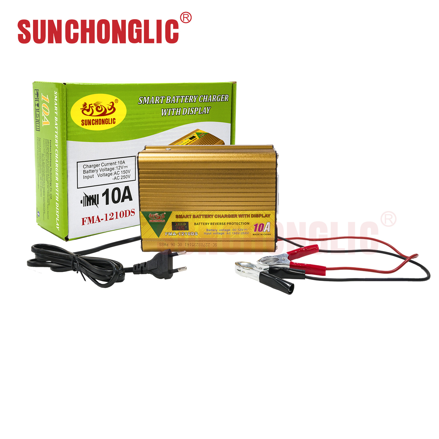 12V 10A AGM GEL lead acid battery charger with display