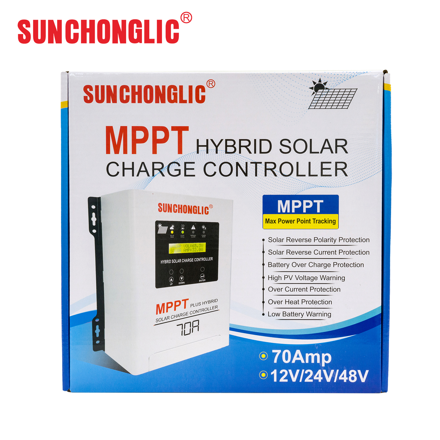 12V 24V 48V 70A hybrid MPPT solar charge controller