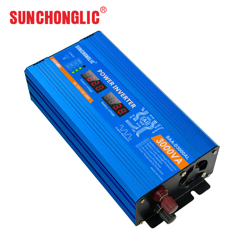 3000w Modified Sine Wave Inverter 1A USB Power Inverter Dc 12v To Ac 220v