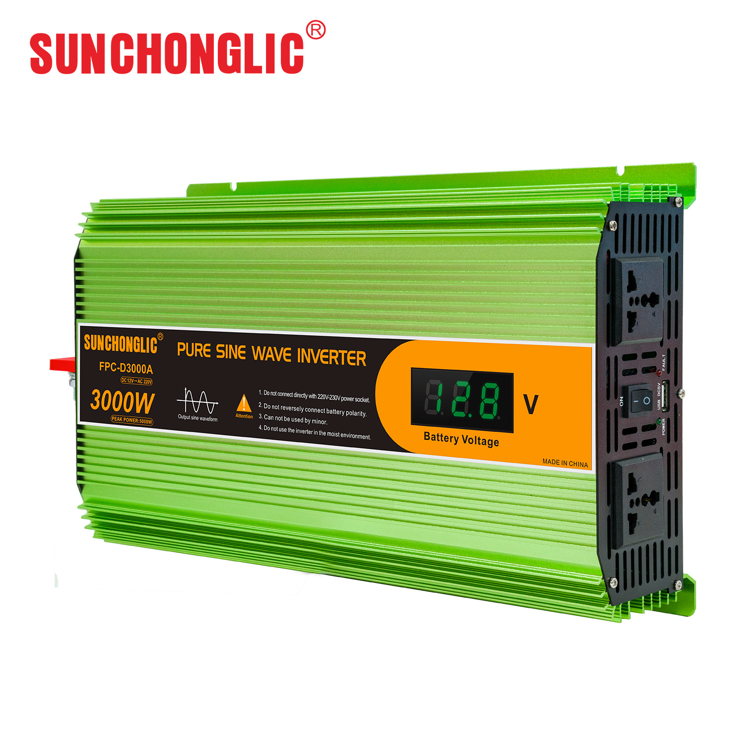 3000w Pure Sine Wave Inverter Dc 12v To Ac 220v With Big Screen