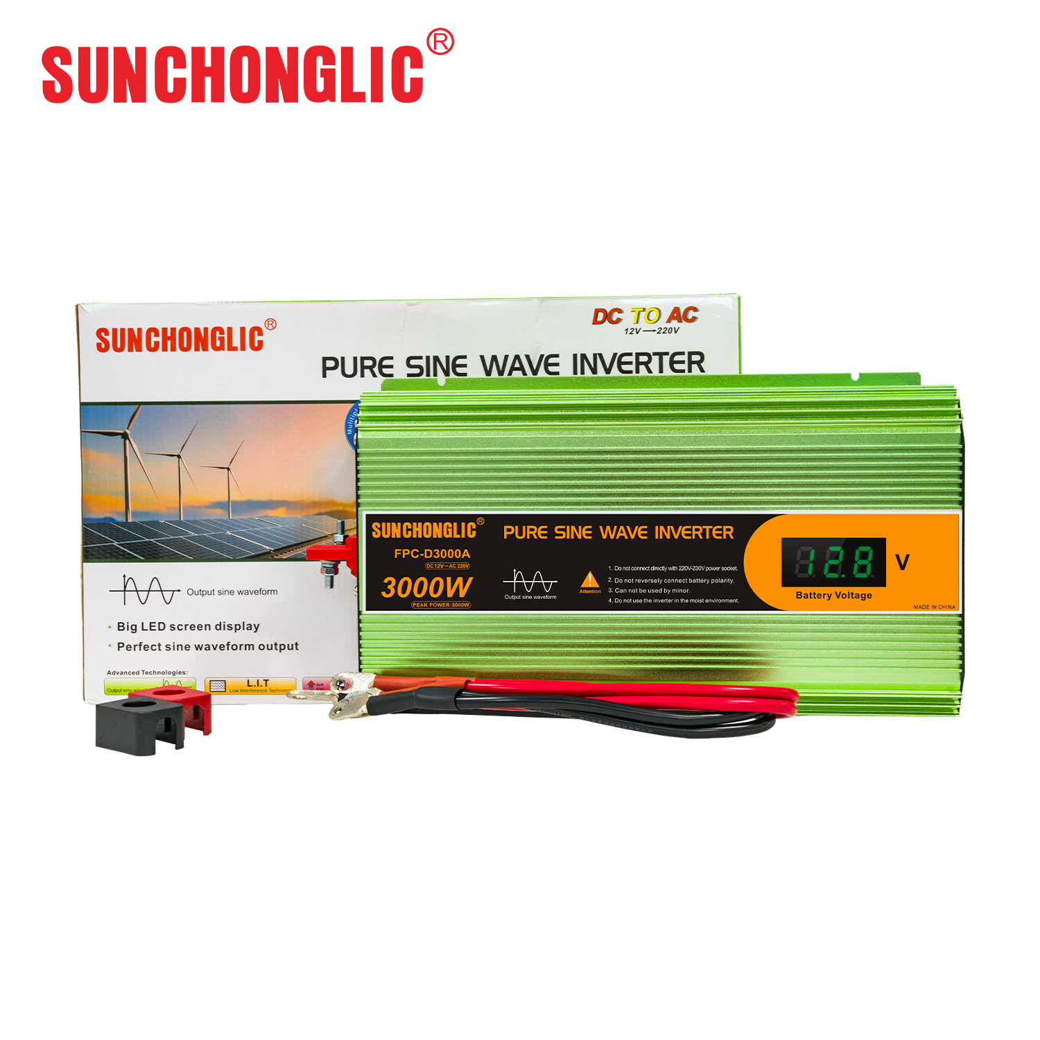 3000w Pure Sine Wave Inverter Dc 12v To Ac 220v With Big Screen