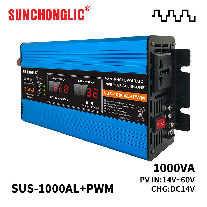 1000va 1000w Modified Sine Wave Power Inverter MPPT Solar Photovoltaic Inverter 12v To 220v