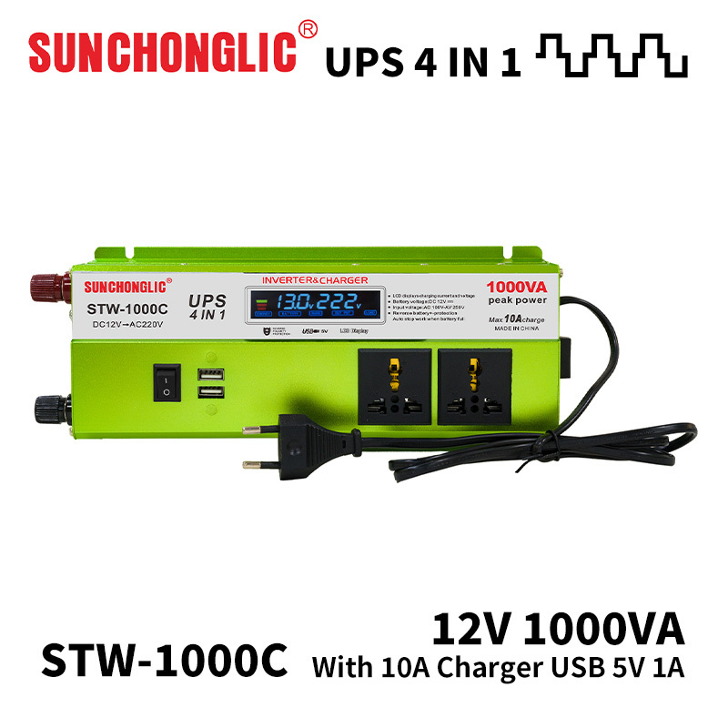 1000w 1000va Home Use Inverter With Charger Dc 12v To Ac 220v