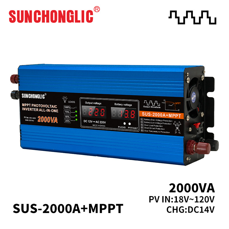 2000w solar charge inverter mppt modified sine wave power inverter 12v to 220v