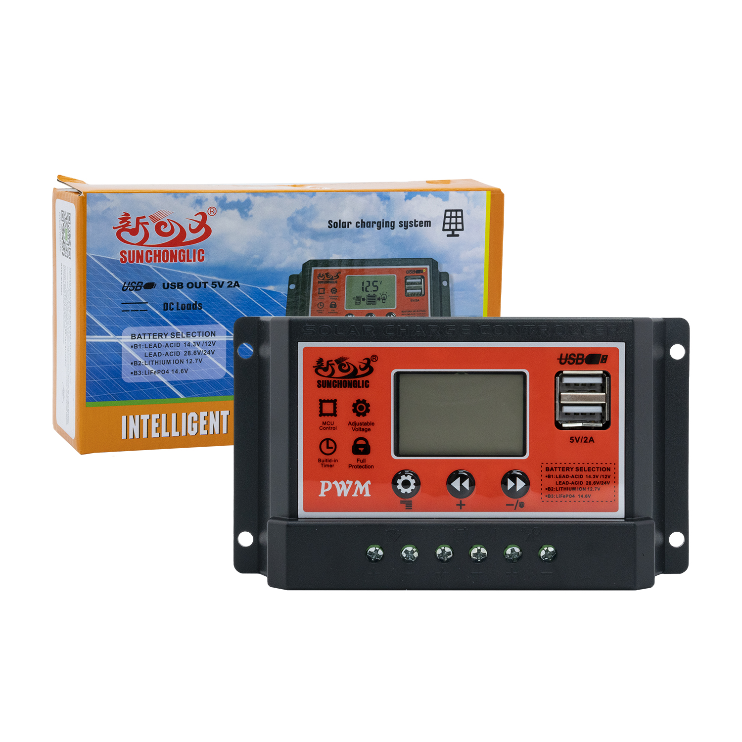 10 Amp Manual Pulse Width Modulation Solar Charger Controller with LCD Display 24 Volt