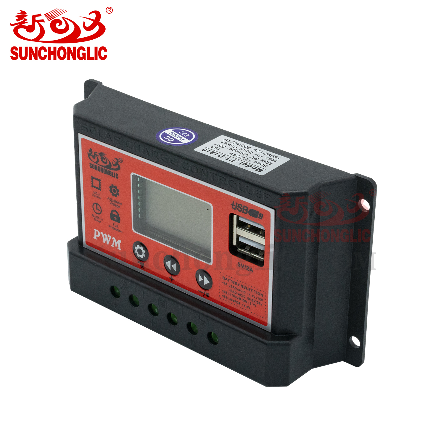 10 Amp Manual Pulse Width Modulation Solar Charger Controller with LCD Display 24 Volt