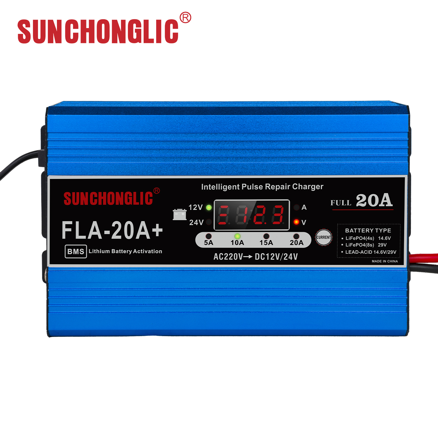 யுனிவர்சல் ஸ்மார்ட் சார்ஜர் ஆட்டோ 12V 24V பல்ஸ் ரிப்பேர் LiFePO4 (லைஃபெபோ4) வேக் அப் எல்சிடி டிஸ்ப்ளே ஃபுல் ப்ரொடெக்டர்