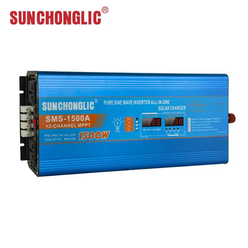 2000 Watt Pure Sine Wave Inverter with 60A MPPT Solar Charger and 220V AC Output for High Power Applications
