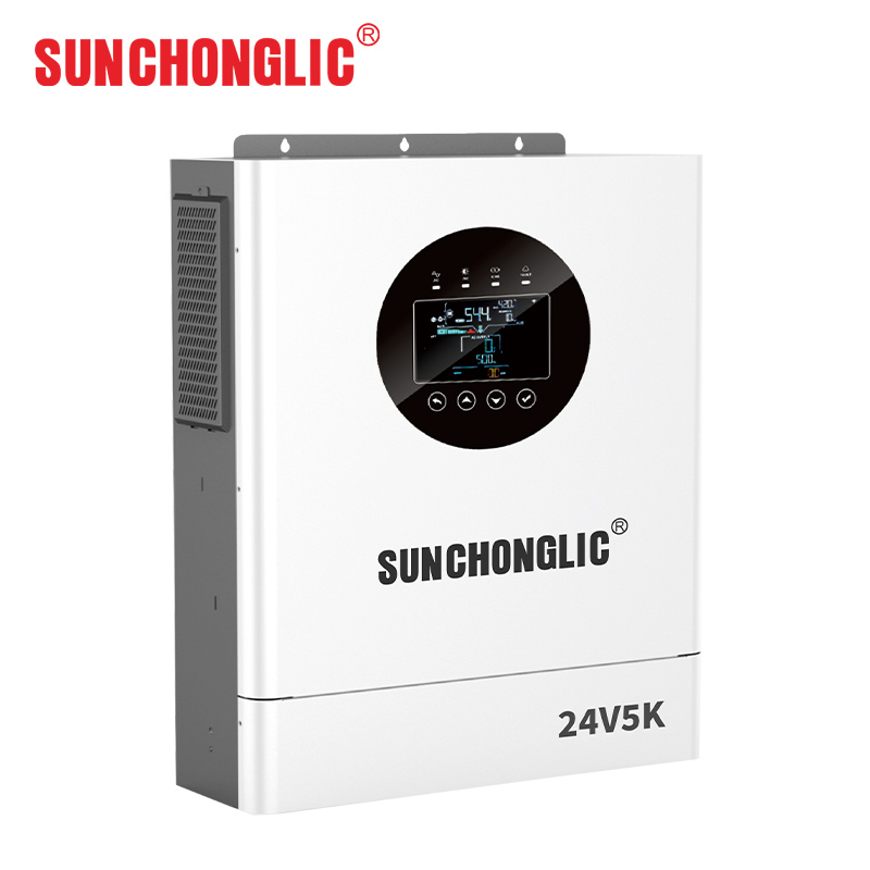 யுபிஎஸ் செயல்பாட்டுடன் கூடிய 5KW 24V தூய சைன் அலை எம்.பி.பி.டி. ஹைப்ரிட் சோலார் இன்வெர்ட்டர் சார்ஜர்