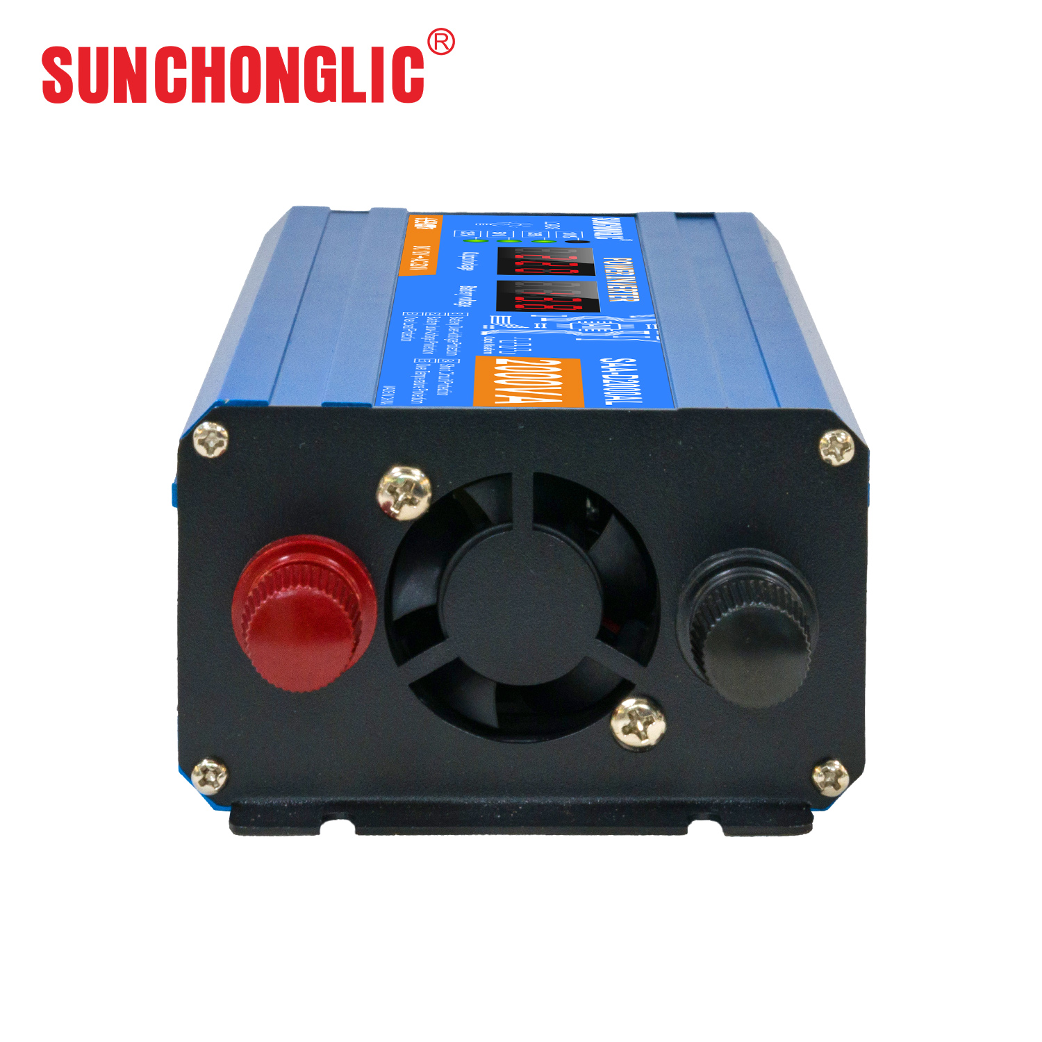 LCD Display Power Inverter - 2000W Modified Sine Wave Converter from 12V DC to 220V AC with USB Charging Port