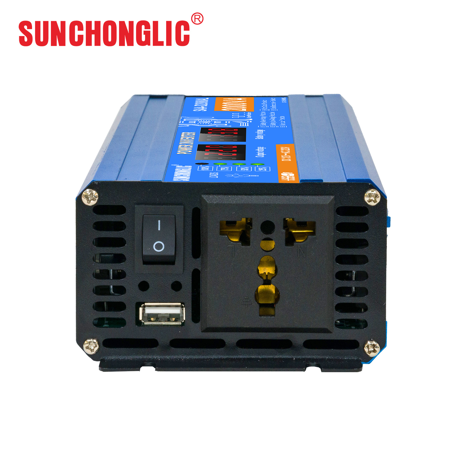 LCD Display Power Inverter - 2000W Modified Sine Wave Converter from 12V DC to 220V AC with USB Charging Port