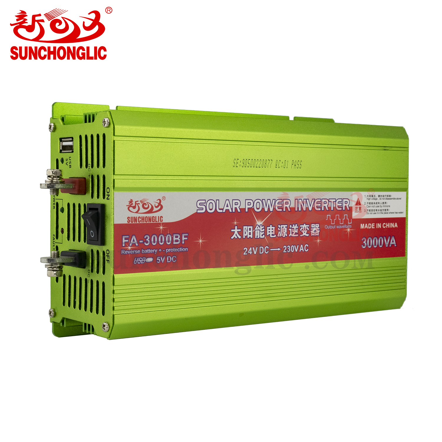 Modified Sine Wave Inverter for Off-Grid Solar Systems - 24V 3000VA with USB 5V Interface