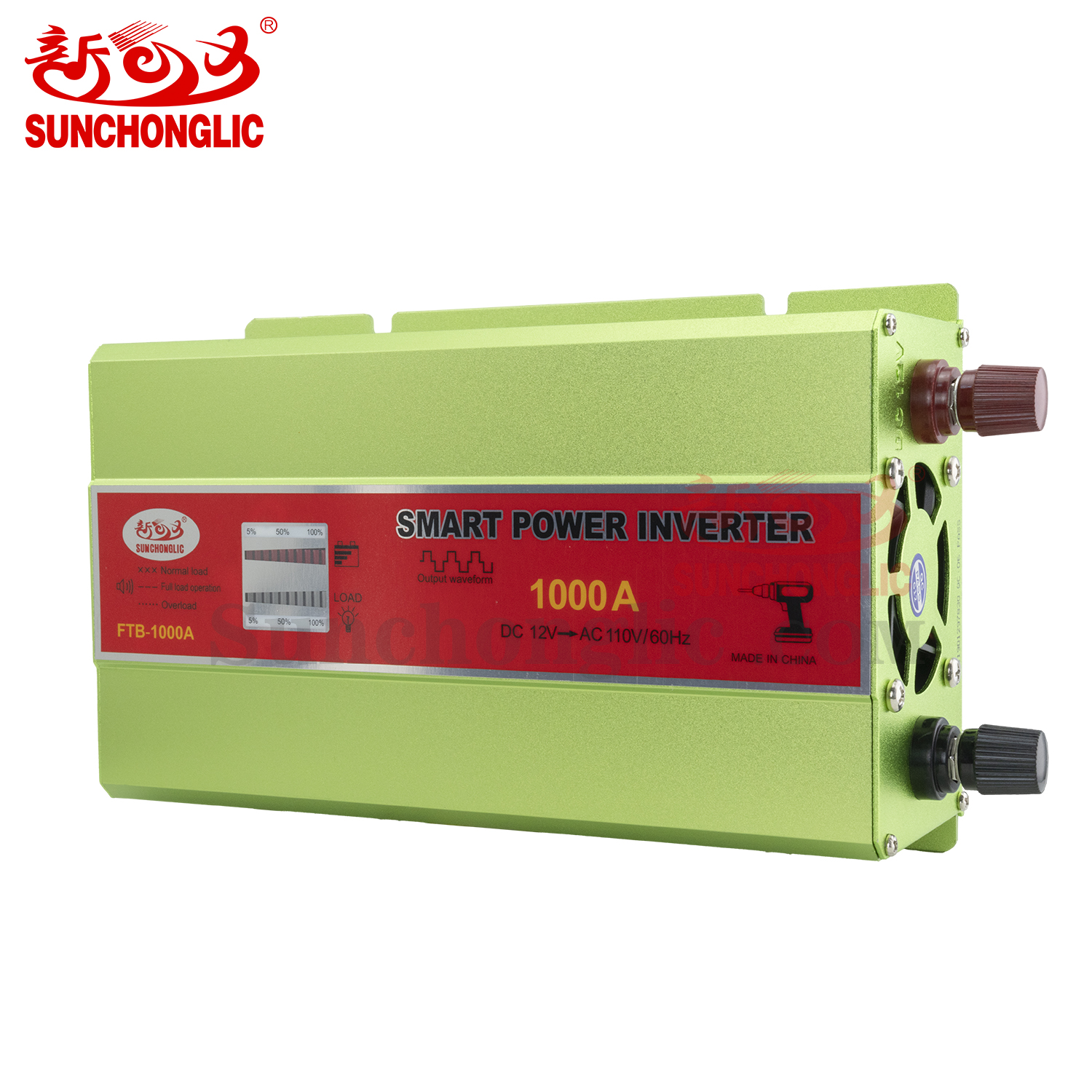 Smart Off-Grid Inverter with USB and Display , 1000W Power , Converts 12V DC to 110V AC 60Hz Modified Sine Wave