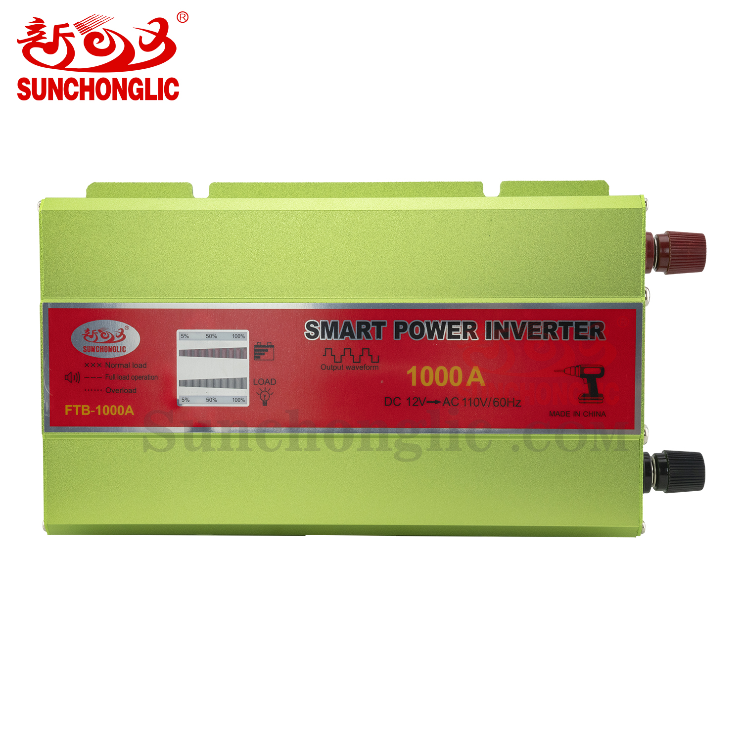 Smart Off-Grid Inverter with USB and Display , 1000W Power , Converts 12V DC to 110V AC 60Hz Modified Sine Wave