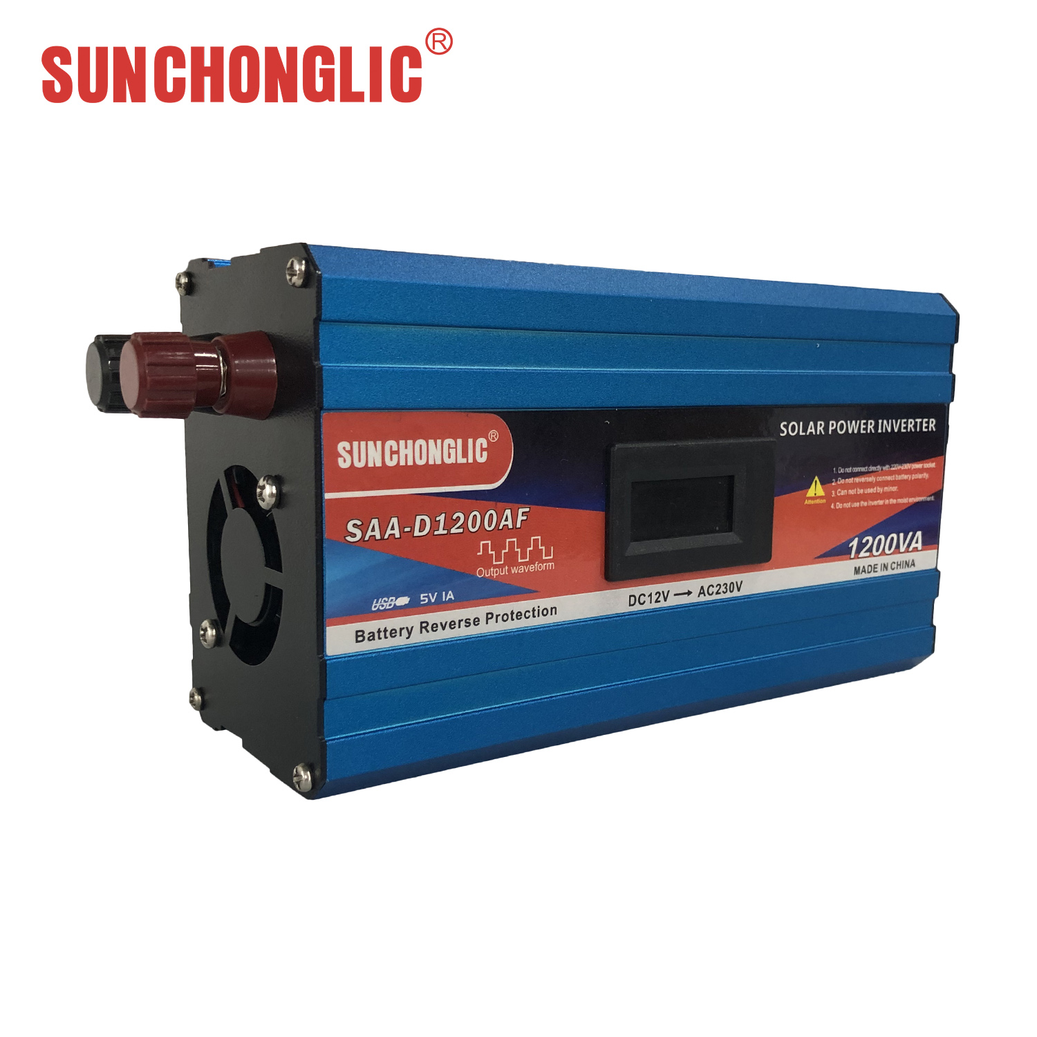 1200W Modified Sine Wave Inverter with Reverse Polarity Protection and Input Voltage Display
